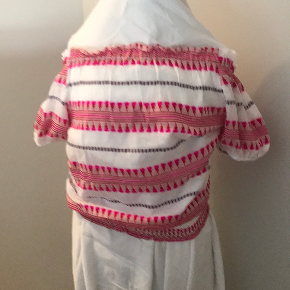 Off the shoulder top that cinches at the bottom